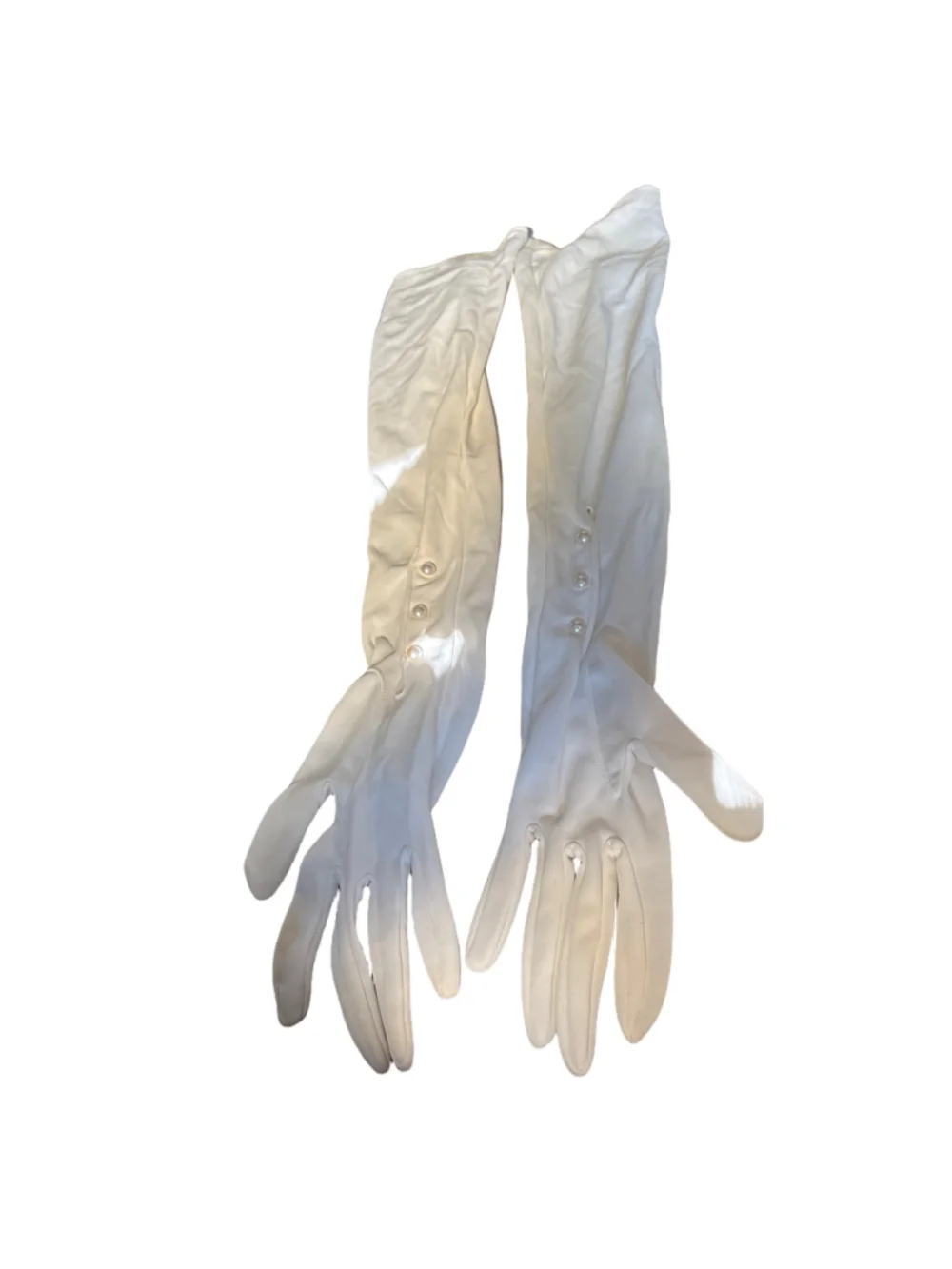 Women's Unbranded White Pearl Accent Long Evening Gloves One Size